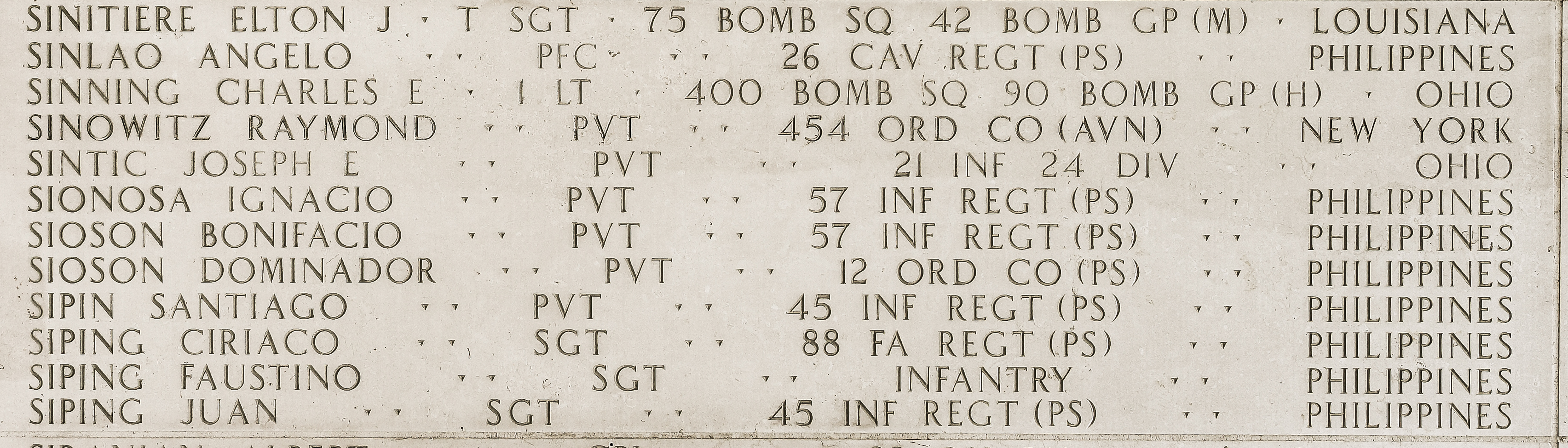 Charles E. Sinning, First Lieutenant